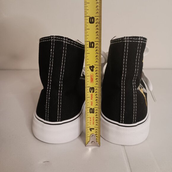 Black Embroidered Crane Bird Nature Scene High Top Sneakers Women’s Size 7 NWT - Picture 11 of 15